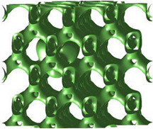 Valence charge density isosurface for a tri-interstitial defect in silicon
