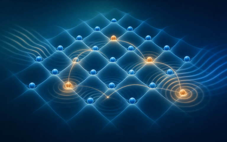 Abstract quantum many-body illustration for Quantum phase transitions in cold atoms and low temperature solids