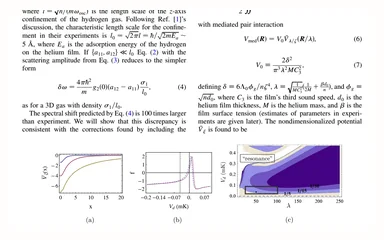 Representative figure for Influence of film-mediated interactions on the microwave and radio spectrum of spin-polarized hydrogen on helium films